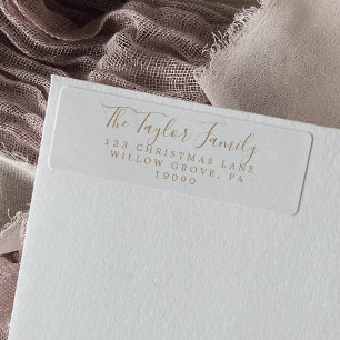 Minimalist Gold Holiday Family Return Address