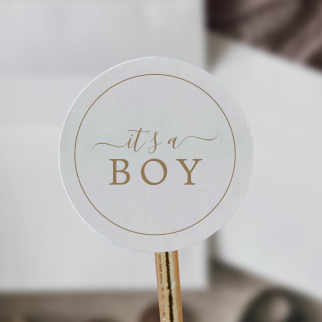 Minimalist Gold It's A Boy Baby Shower Sticker (Creator Uploaded)