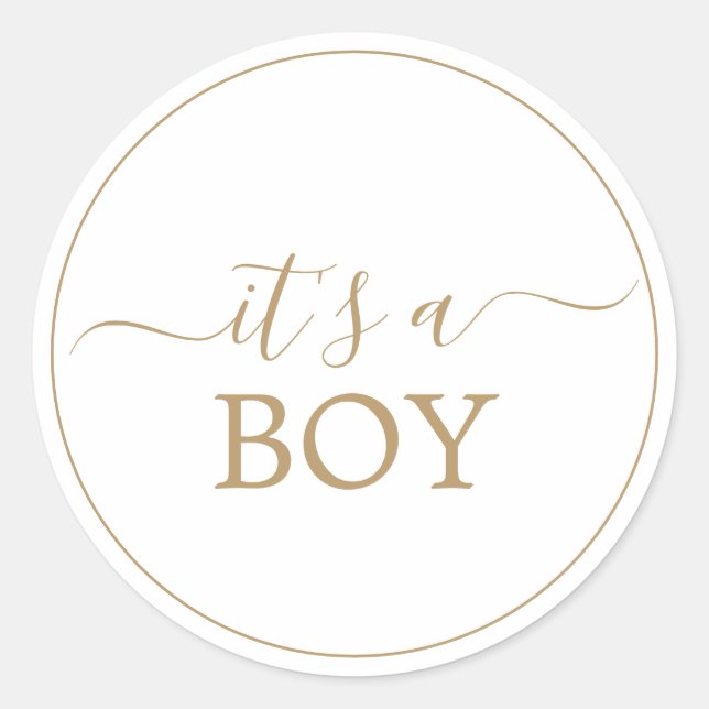 Minimalist Gold It's A Boy Sticker (Front)