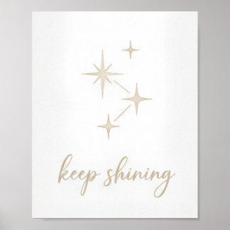 Minimalist Gold "Keep Shining" Star Constellation Poster