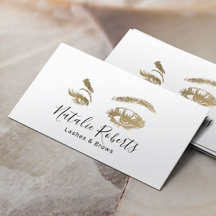 Minimalist Gold Lashes & Brows Makeup Artist Salon Business Card