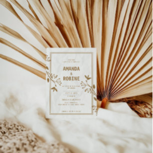 Minimalist Gold Leaf Wedding Invitation
