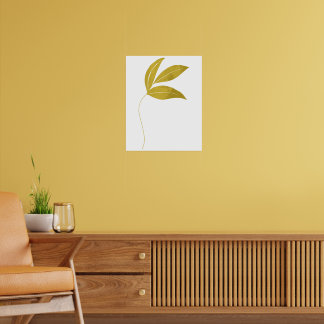 Minimalist Gold Leaves Floral Poster
