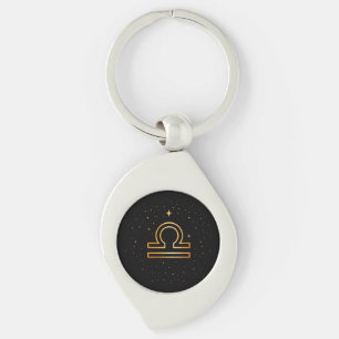 Minimalist Gold Libra Zodiac Keychain