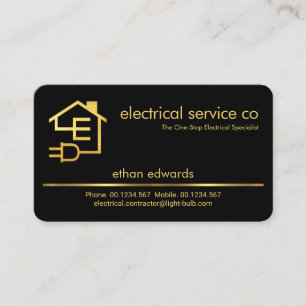 Minimalist Gold Line Electrician Service Business Card