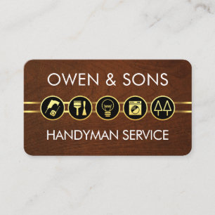 Minimalist Gold Line Handyman Tools Business Card
