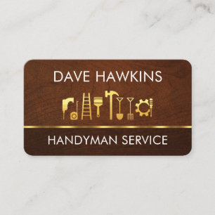 Minimalist Gold Line Handyman Tools Business Card