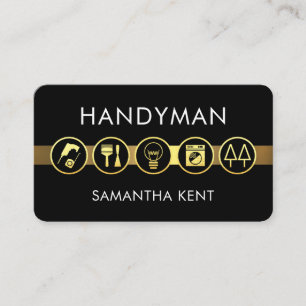 Minimalist Gold Line Handyman Tools Business Card