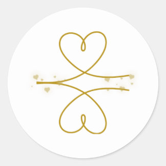 Minimalist Gold Line Hearts Wedding Sticker