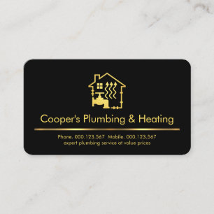 Minimalist Gold Line Plumbing Service Business Card