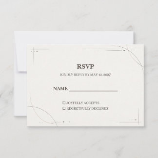 Minimalist Gold Line Wedding RSVP Card