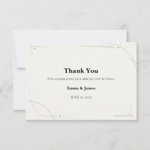 Minimalist Gold Line Wedding Thank You Card