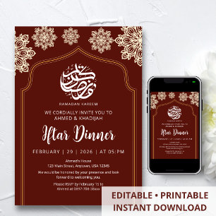 Minimalist Gold Mandala Ramadan Iftar Dinner Invitation