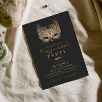 Minimalist Gold Masquerade Party Birthday