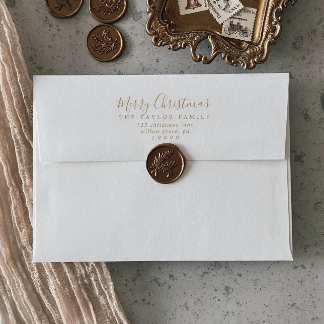 Minimalist Gold Merry Christmas Card Envelope (Creator Uploaded)