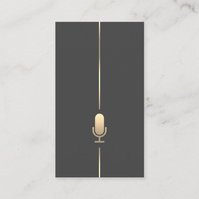 Minimalist Gold Microphone Business Card (Front)