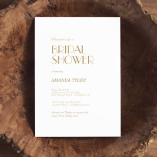 Minimalist Gold Modern Art Deco Bridal Shower Invitation