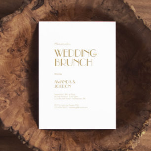 Minimalist Gold Modern Art Deco Wedding Brunch Invitation