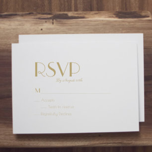 Minimalist Gold Modern Art Deco Wedding RSVP Card