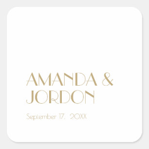 Minimalist Gold Modern Art Deco Wedding Sticker