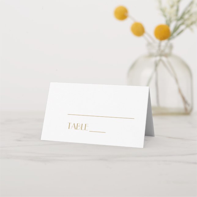 Minimalist Gold Modern Deco Place Card Tent (Front)