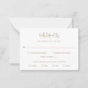 Minimalist Gold Modern Mini Wedding RSVP Card