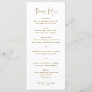 Minimalist Gold Modern Wedding Menu