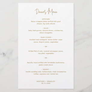Minimalist Gold Modern Wedding Menu