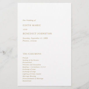 Minimalist Gold Modern Wedding Program