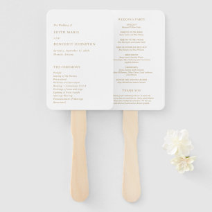 Minimalist Gold Modern Wedding Program Hand Fan
