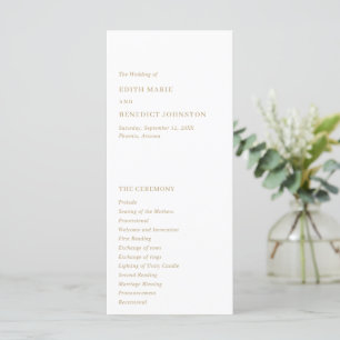Minimalist Gold Modern Wedding Programme