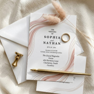 Minimalist Gold Monogram Elegant Modern Script Invitation