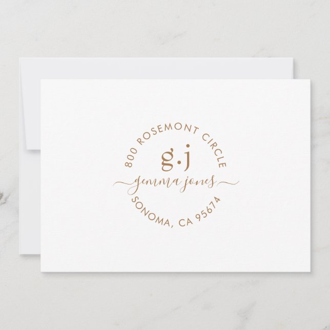 Minimalist Gold Monogram Script Name Card (Front)