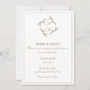Minimalist Gold Monogram Wedding Invitation