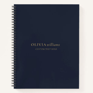 Minimalist Gold Navy Blue Simple Professional Notebook