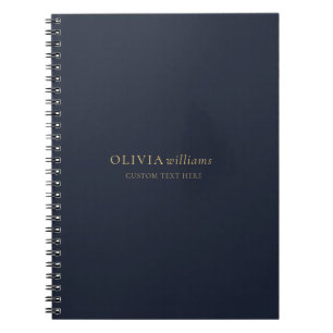 Minimalist Gold Navy Blue Simple Professional Notebook