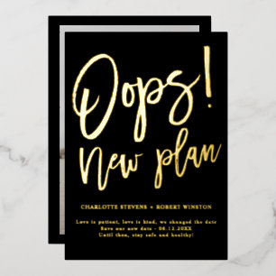 Minimalist gold new plan wedding change the date
