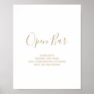 Minimalist Gold Open Bar Sign