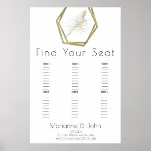 Minimalist Gold Palm Leaf Wedding Seating Chart