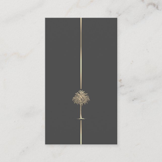 Minimalist Gold Palm Tree Business Card (Front)