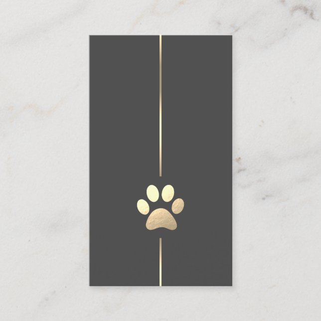 Minimalist Gold Paw Print Business Card (Front)