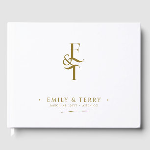 Minimalist Gold Personalised Monogram Wedding Guest Book