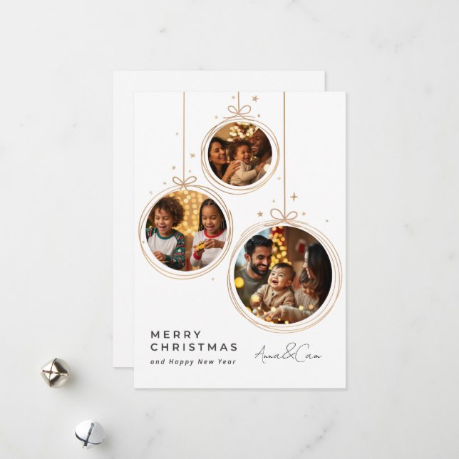 Minimalist Gold Photo Christmas Card (Front/Back In Situ)
