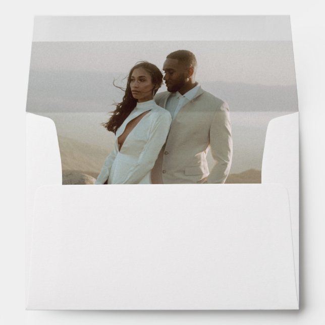 Minimalist Gold Photo Modern Wedding Envelope (Back (Bottom))