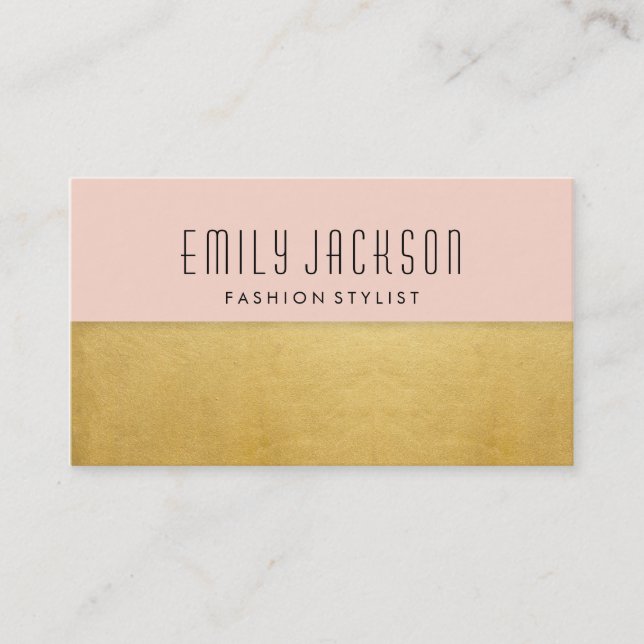 Minimalist Gold - Pink Business Card (Front)