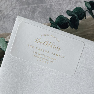 Minimalist Gold Please Note Our New Address Label