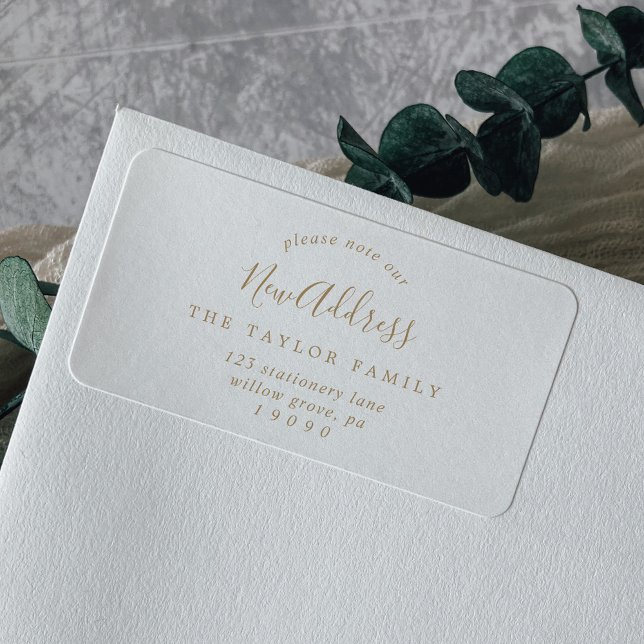 Minimalist Gold Please Note Our New Address Label (Creator Uploaded)