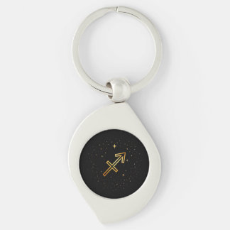Minimalist Gold Sagittarius Zodiac Keychain