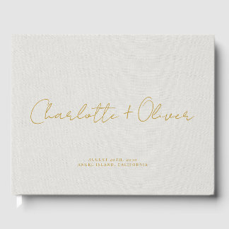 Minimalist Gold Script Personalised Wedding Guest Book