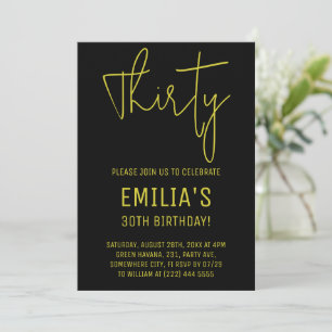 Minimalist Gold Script   Thirtieth Birthday Thank You Card